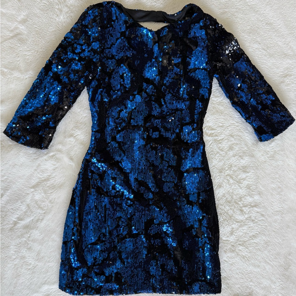 Zara Black and Blue Sequin Dress